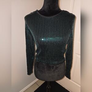 H&M Shimmering Teal Long Sleeve Crop Top